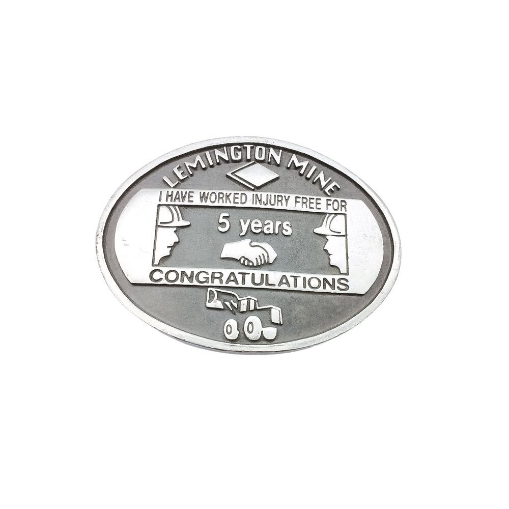 Vintage Safety Record Belt Buckle, Australian Lemington Open Cut Mine 5 Years